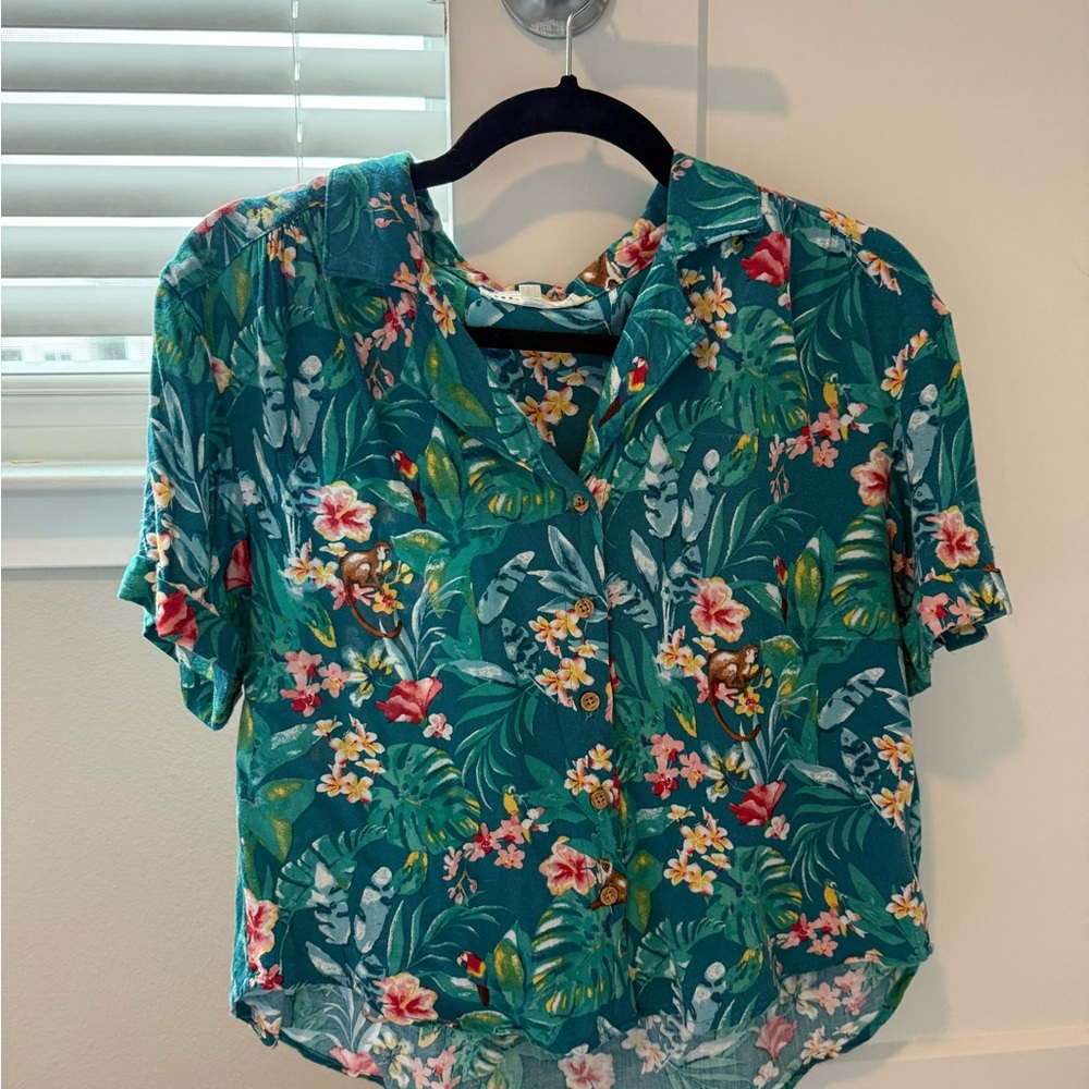 Tropical Floral Button Down Shirt